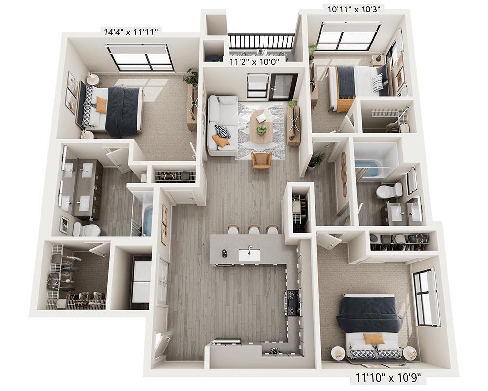 Floor Plan - Three Bedroom C2B