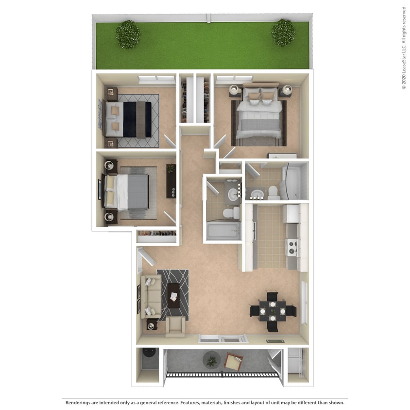 Floor Plan - 3 Bed x 2 Bath with Yard