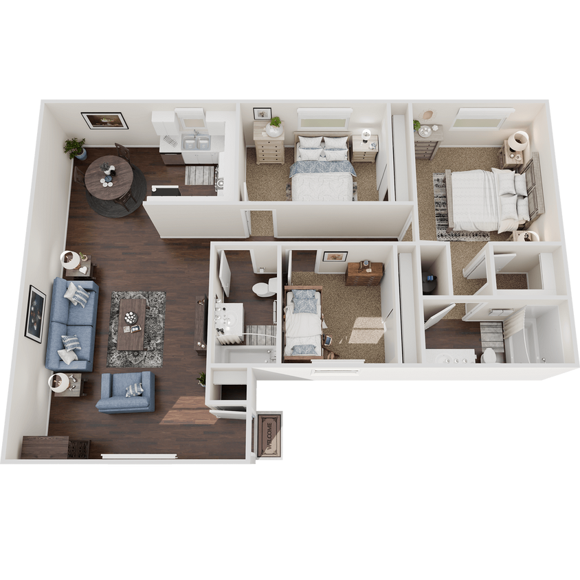 Floor Plan - 3 Bedroom 2 Bath