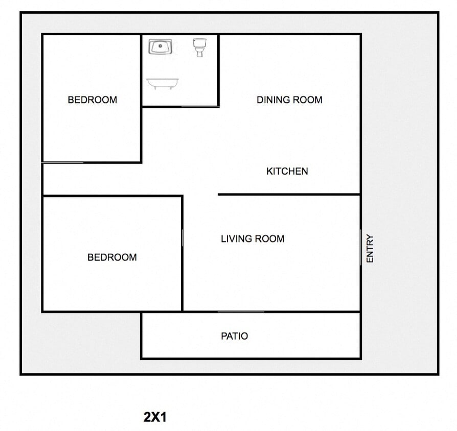 Floor Plan - 2 Bed 1 Bath