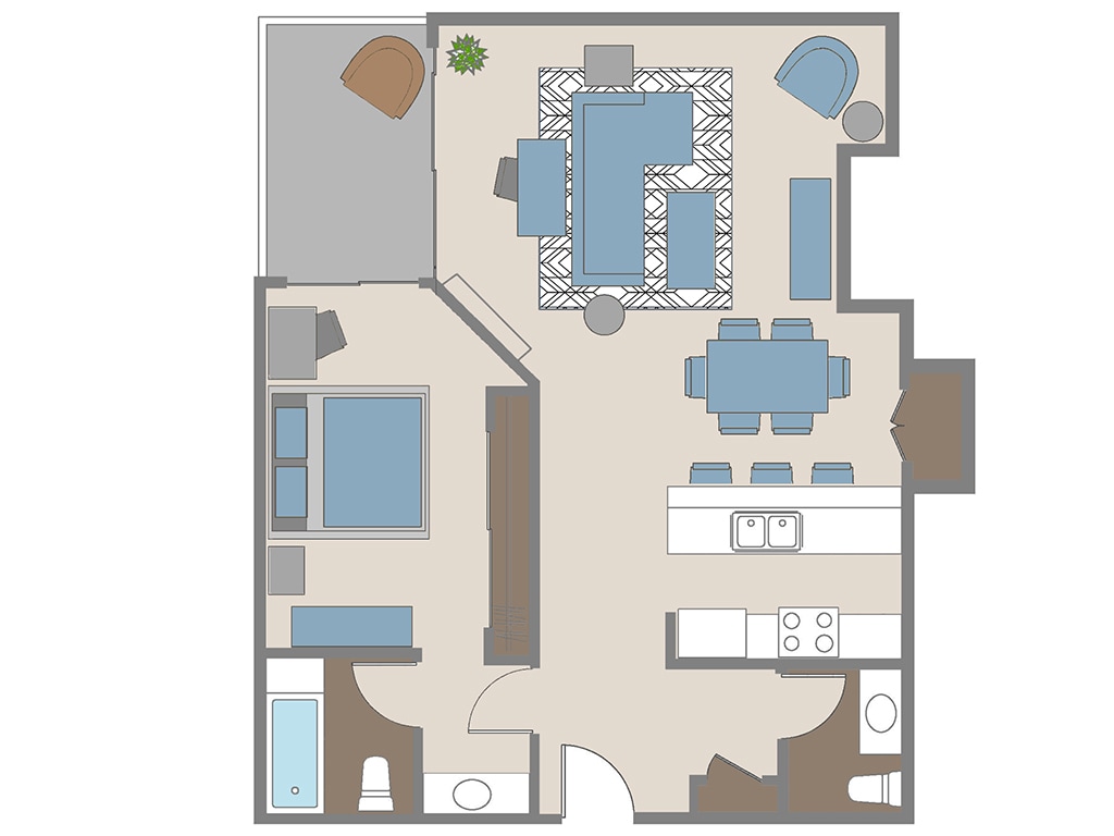 Floor Plan - BK 1x1h - Model 6