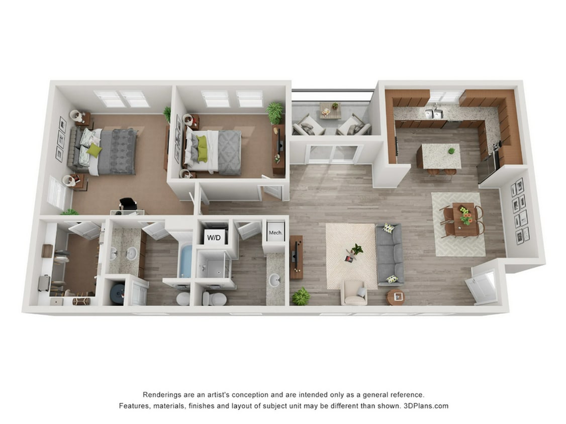 2 Bedroom Floor Plan - 2x2S