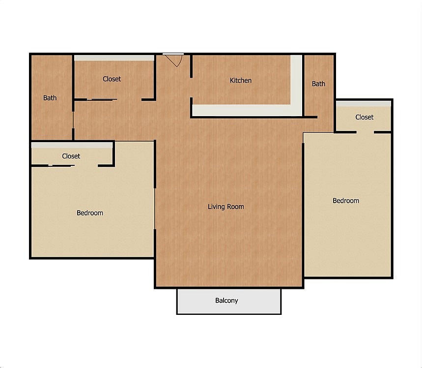 Mar A Floor Plan - Mar A - 2x2B - (2BR)