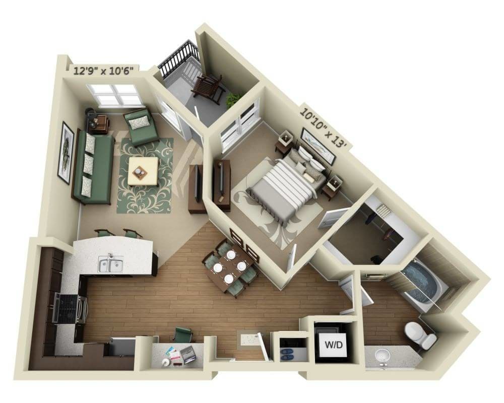Floor Plan - One Bedroom A1B
