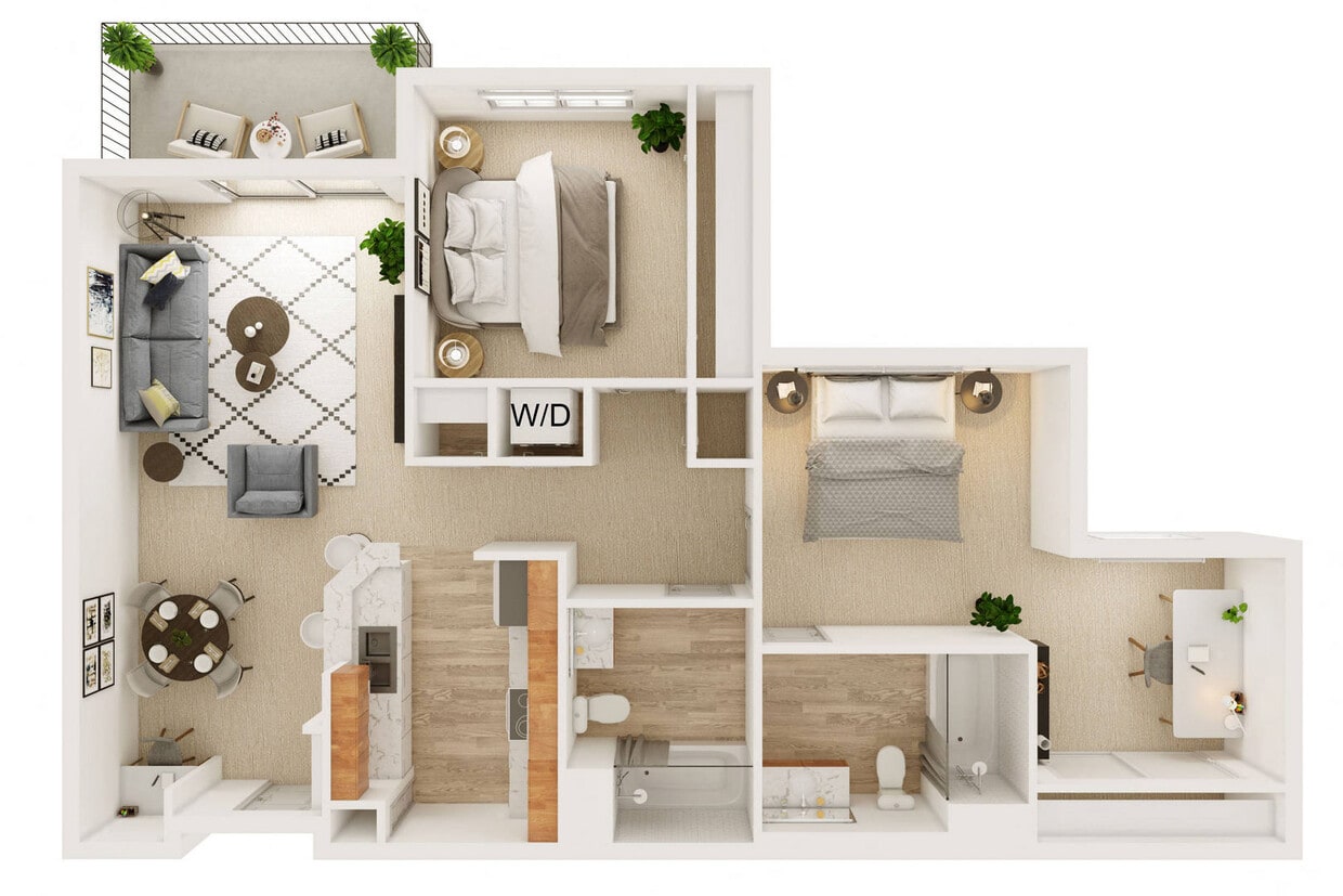 Floor Plan - 2 Bedroom, 2 Bath C