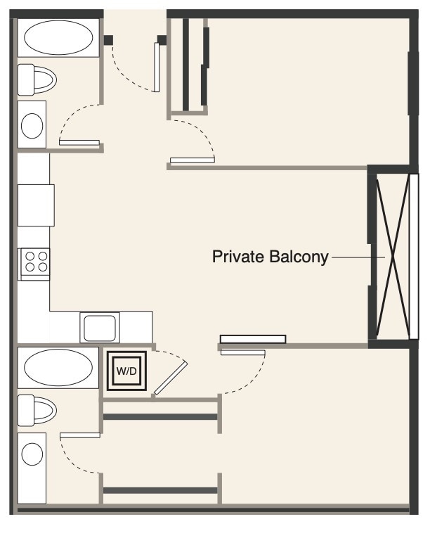 Floor Plan - E 2 bed, 2 bath