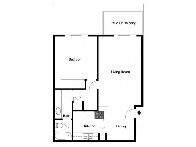 Floor Plan - 1x1 - Renovated