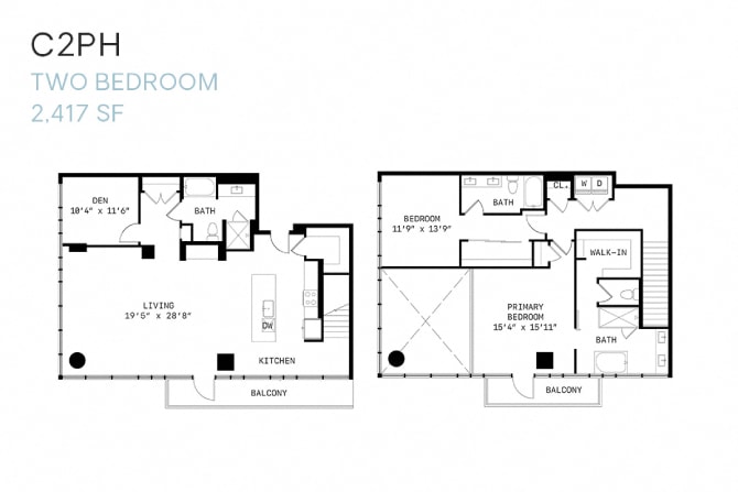 Floor Plan - Two Bedroom Den Penthouse C2ph