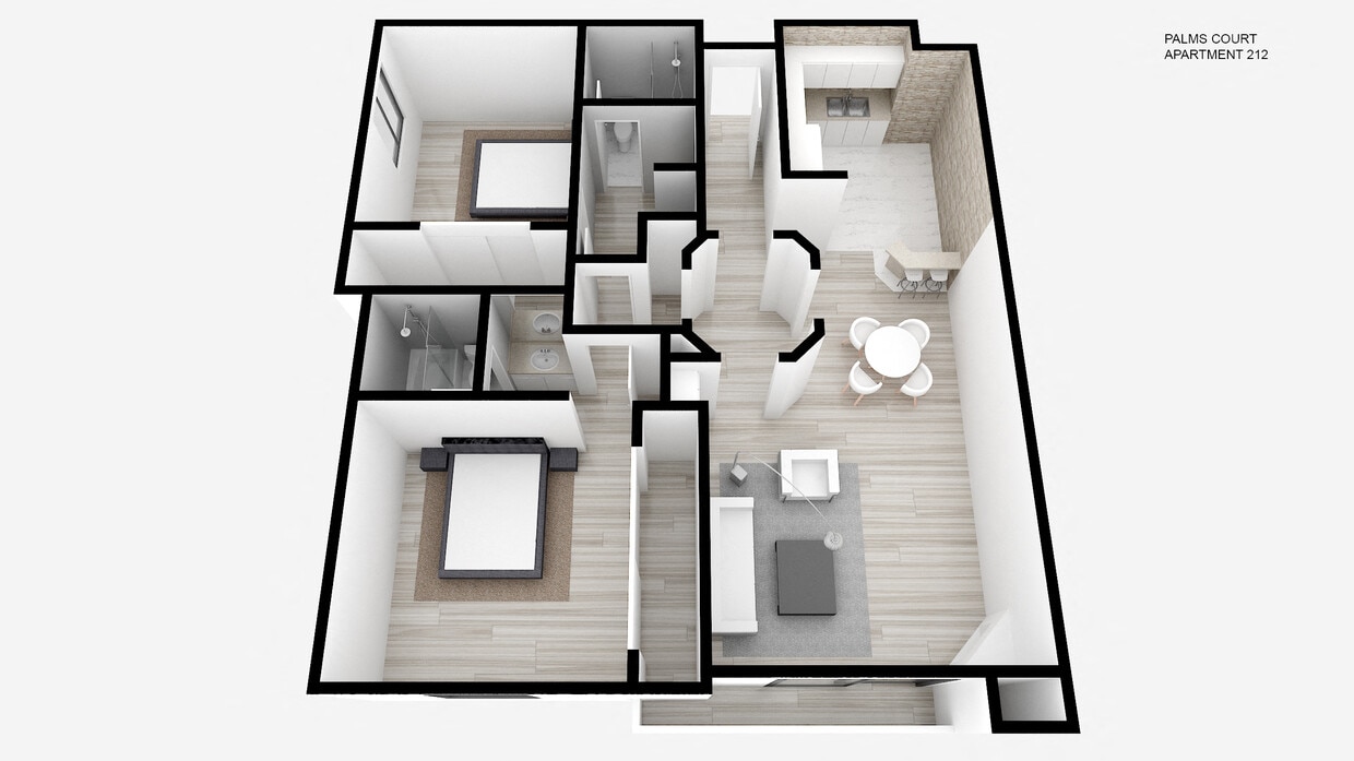 Floor Plan - Two Bed ~ Two Bath Third Floor