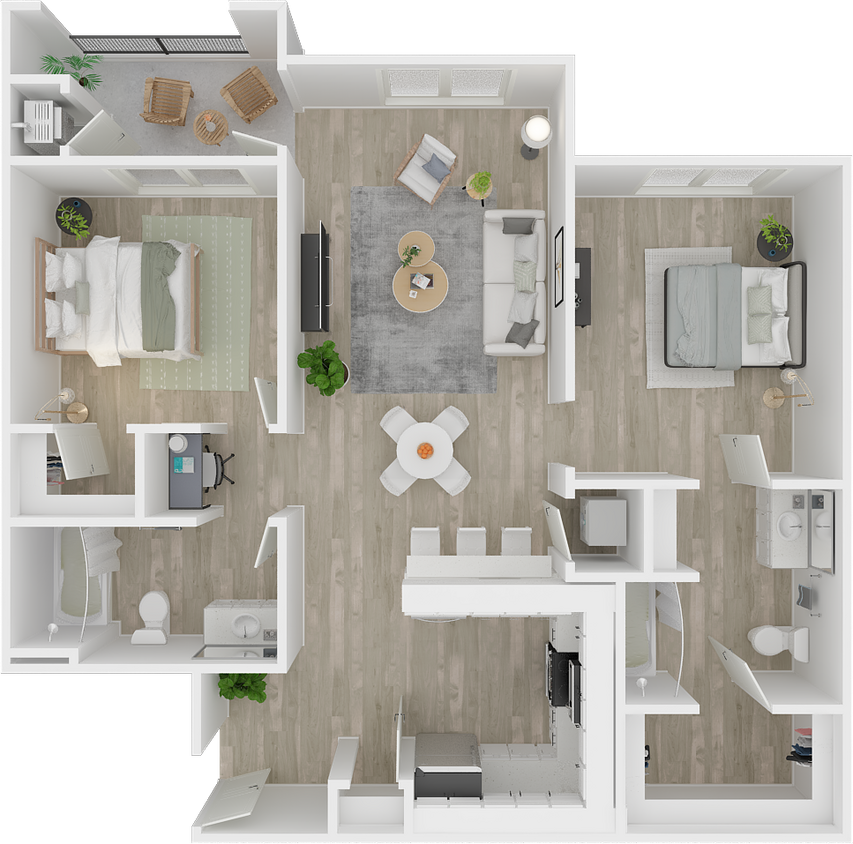 Floor Plan - Two Bedroom, Two Baths