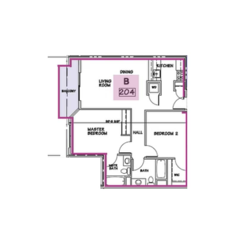 Floor Plan - B - 2 Bed 2 Bath