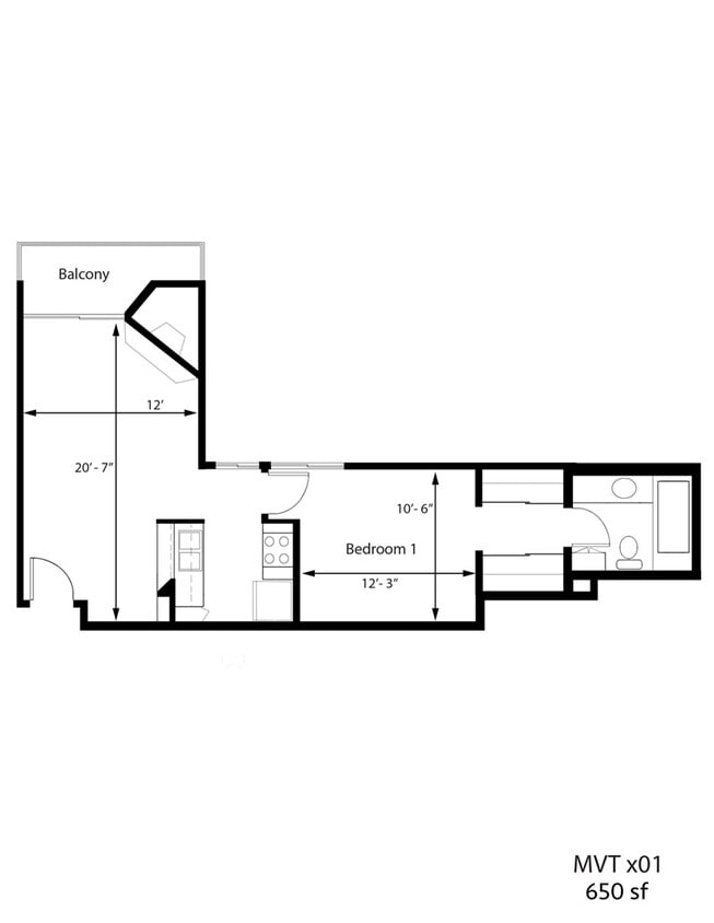 Floor Plan - 1BR 1BA - FLOOR PLAN F - 1441 MIDVALE