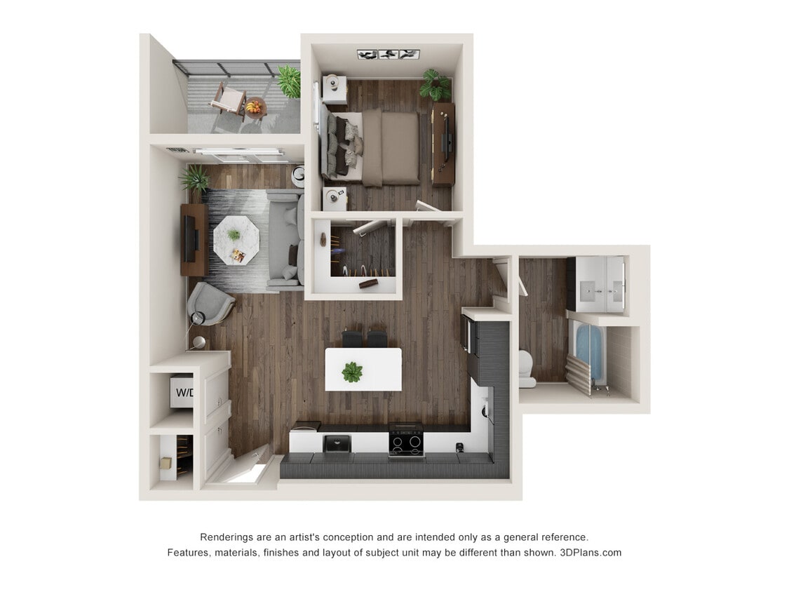 Floor Plan - 1 Bed 1 Bath - 724 sqft