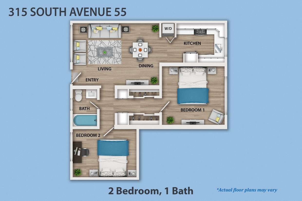 Floor Plan - 2 Bedroom, 1 Bath