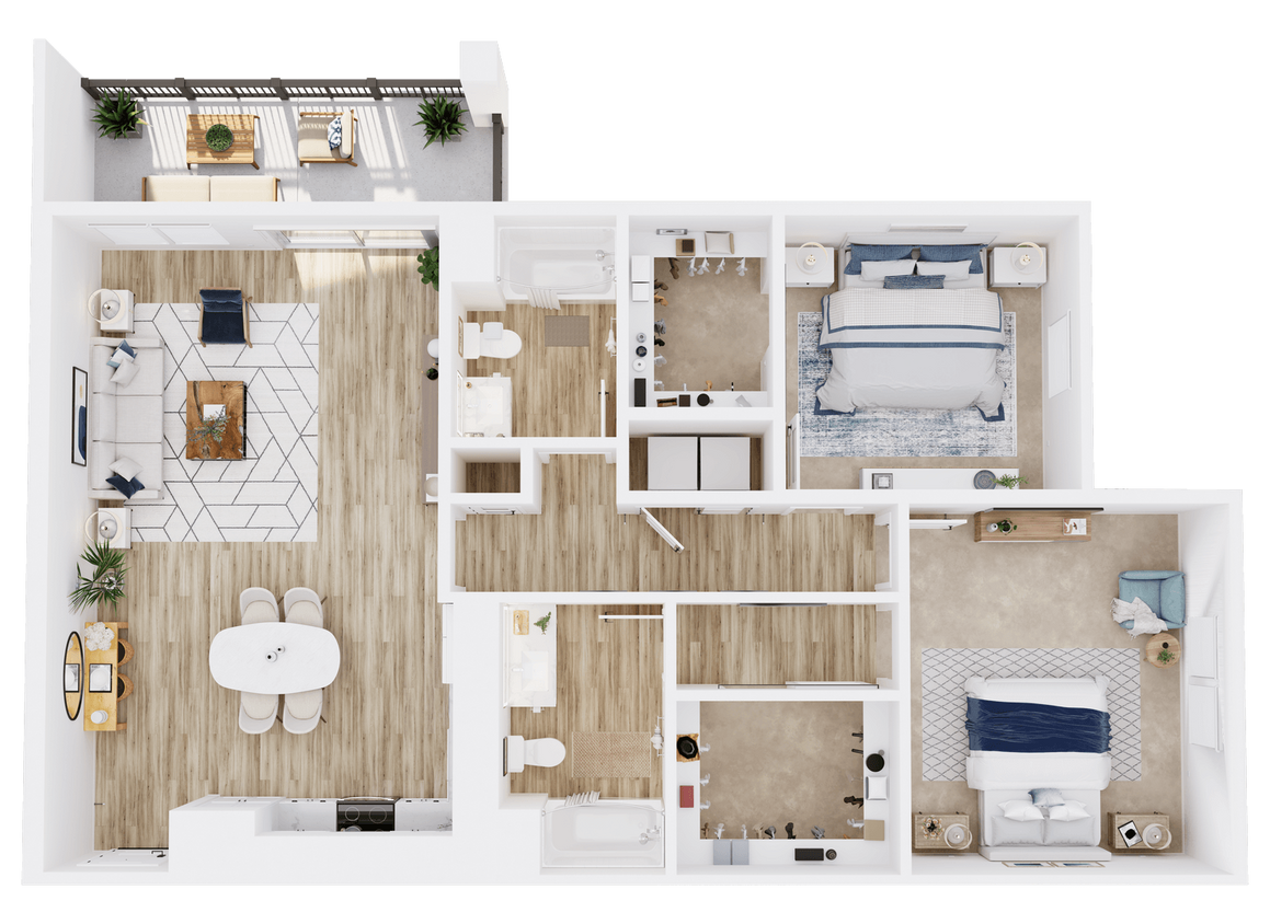 Floor Plan - 2 Bedroom, 2 Bath C