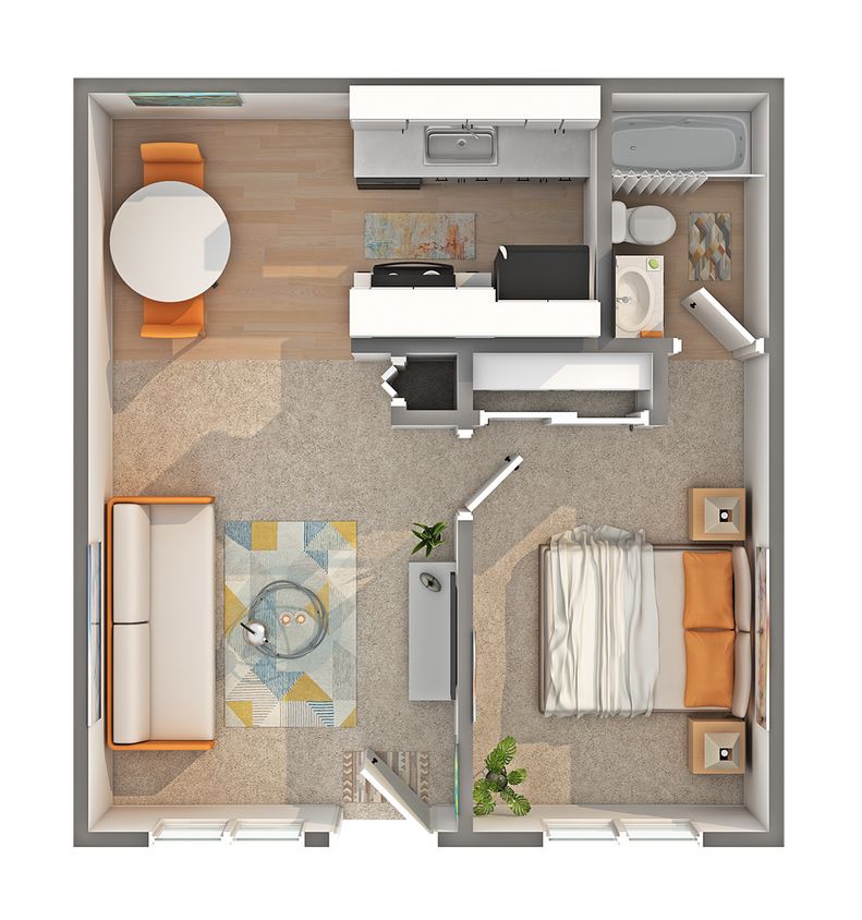 Wisteria | 1-Bedroom Floorplan - Wisteria