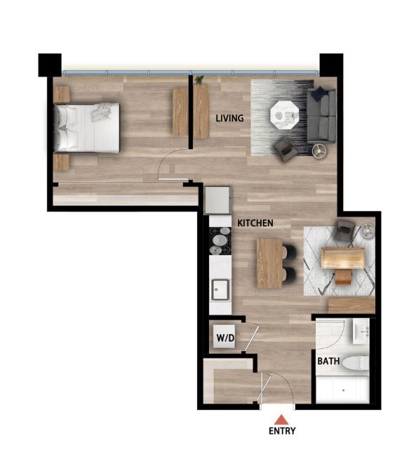 Floor Plan - 1 Bed 1 Bath - 655 sqft