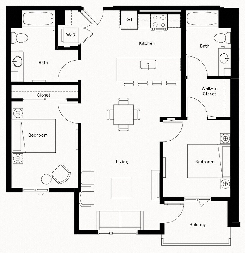 Floor Plan - 2 Bed/2 Bath-D2