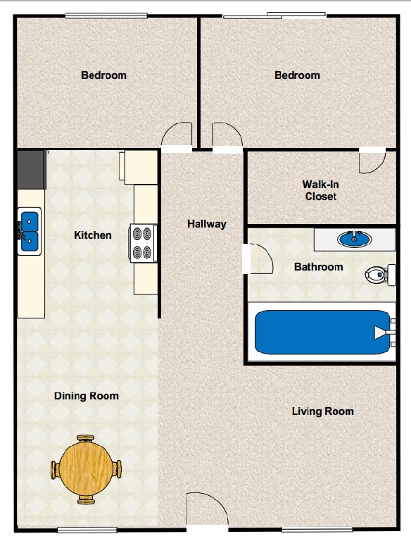 2BR/1BA - Two Bedroom