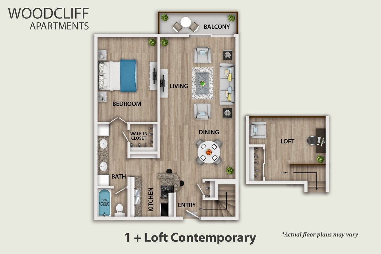Floor Plan - 1 Bedroom + Loft Contemporary