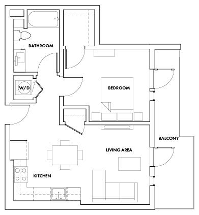 Floor Plan - 1 Bedroom J Fedora