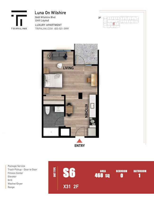 Floor Plan - Studio - 468 sqft