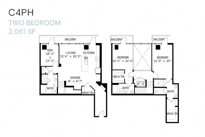 Floor Plan - Two Bedroom Den Penthouse C4ph