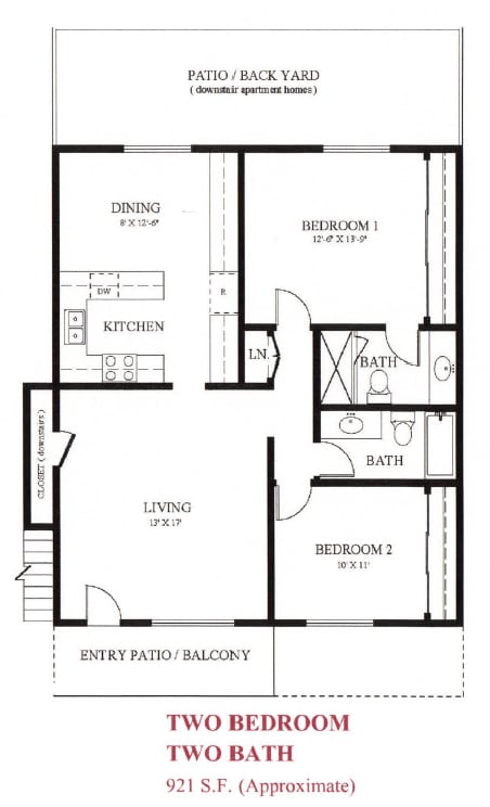 Floor Plan - Two Bedroom Apartment Home