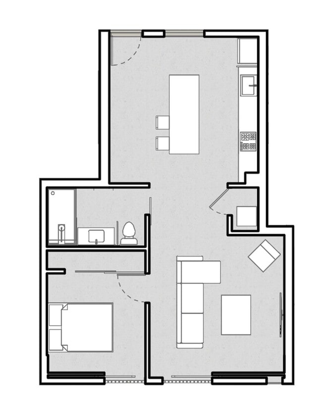 Floor Plan - 1 BR Floorplan D