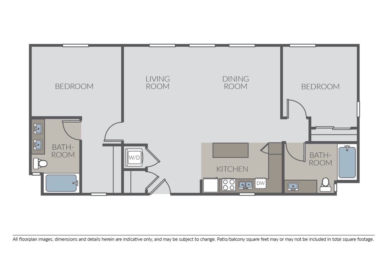 Floor Plan - 2 Bed 2 Bath (D)