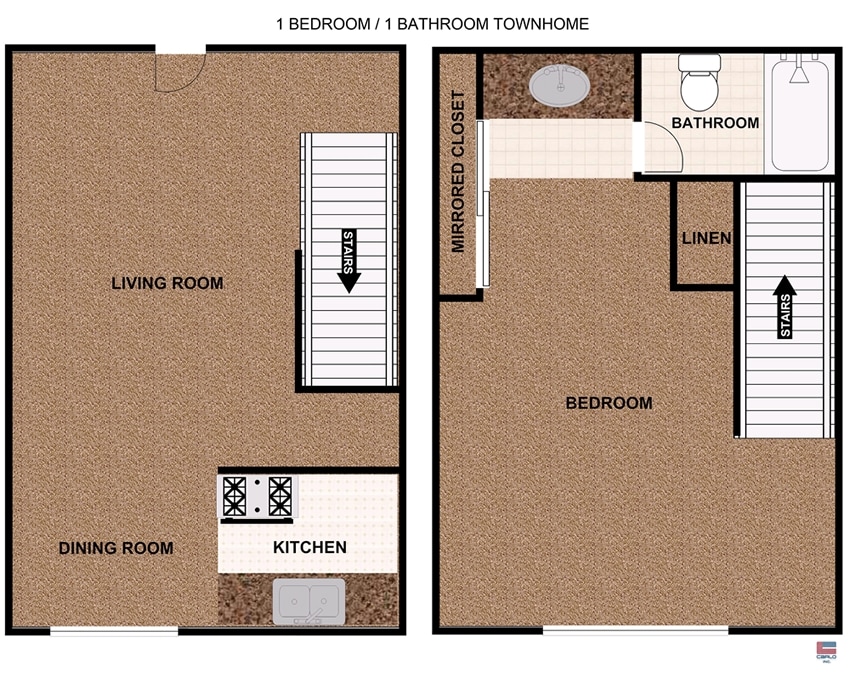 1BR/1BA - One Bedroom Townhome