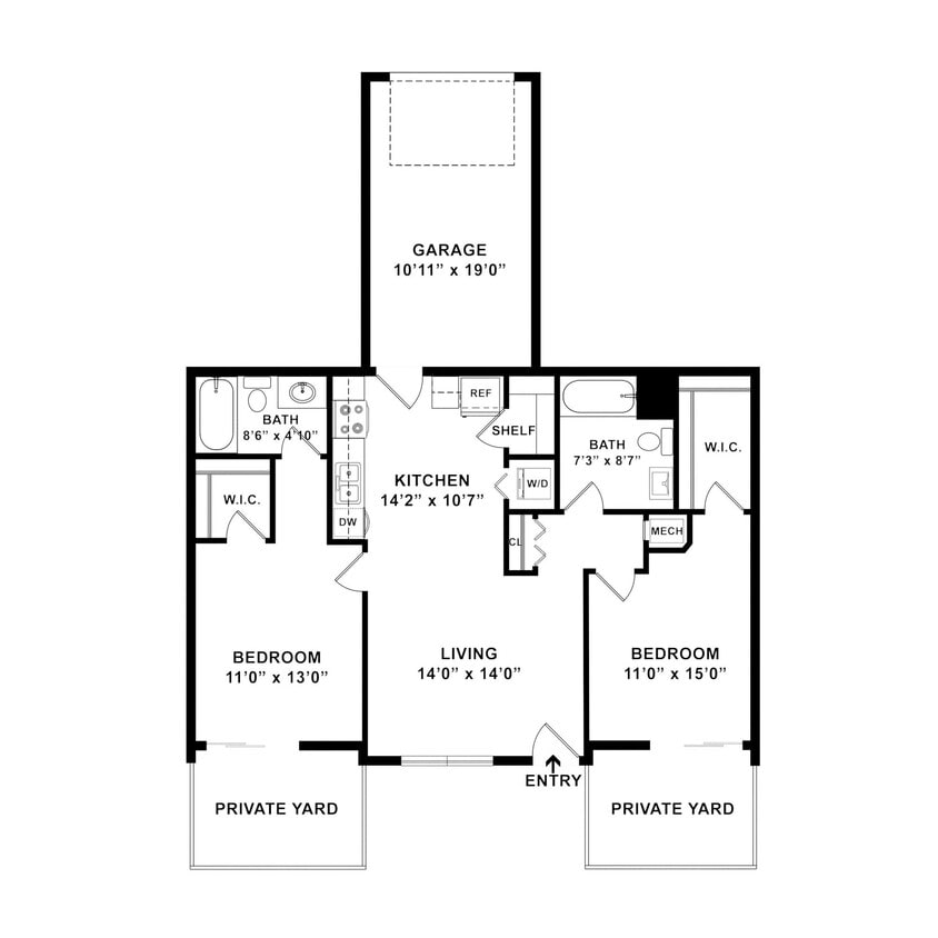 Floor Plan - 2 Bed/ 2 Bath