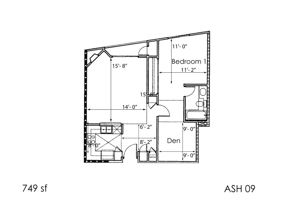 Floor Plan - 1BR 1BA DEN - FLOOR PLAN A - 10930 ASHTON