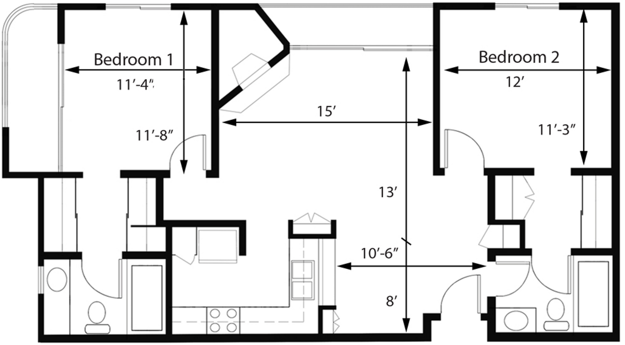 Floor Plan - 2BR 2BA - FLOOR PLAN G - 1441 MIDVALE