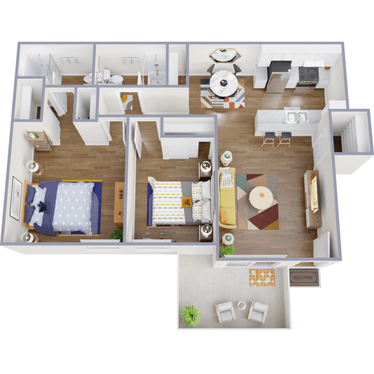 2x2x_Overhead_344963.png - Two-Bedrooms, Two-Bathrooms