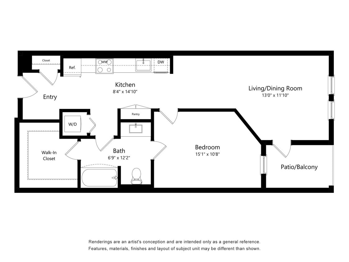 Floor Plan - A5 One bed one bath