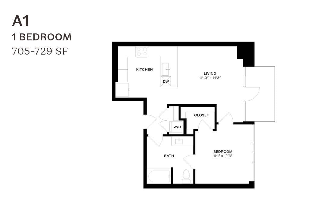 Floor Plan - One Bedroom A1