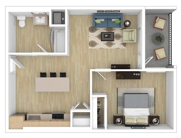 One Bedroom with Patio - A3