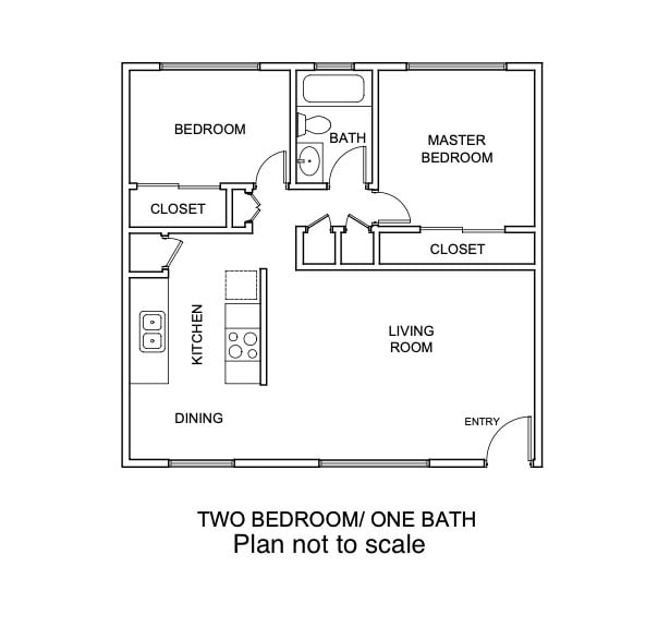 Floor Plan - 2 Bed 1 Bath