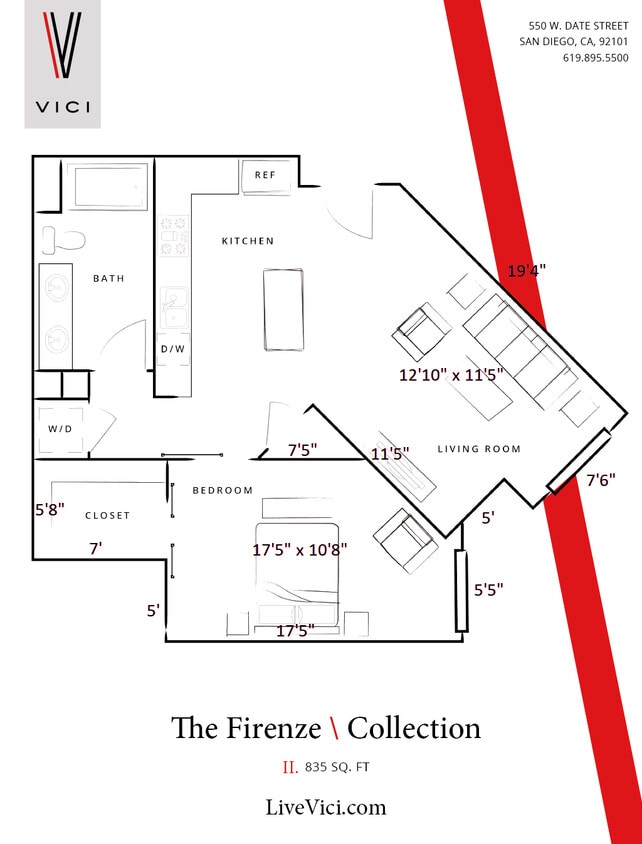 One Bedroom-Apartment-Little-Italy - Firenze - One Bedroom/One Bath 835 Sq Ft	