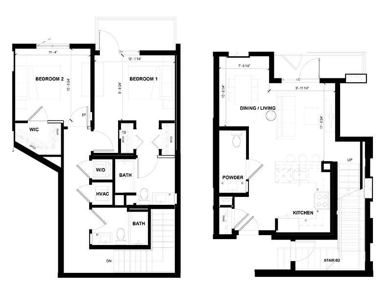 Floor Plan - 2x2-2BDTH2 
