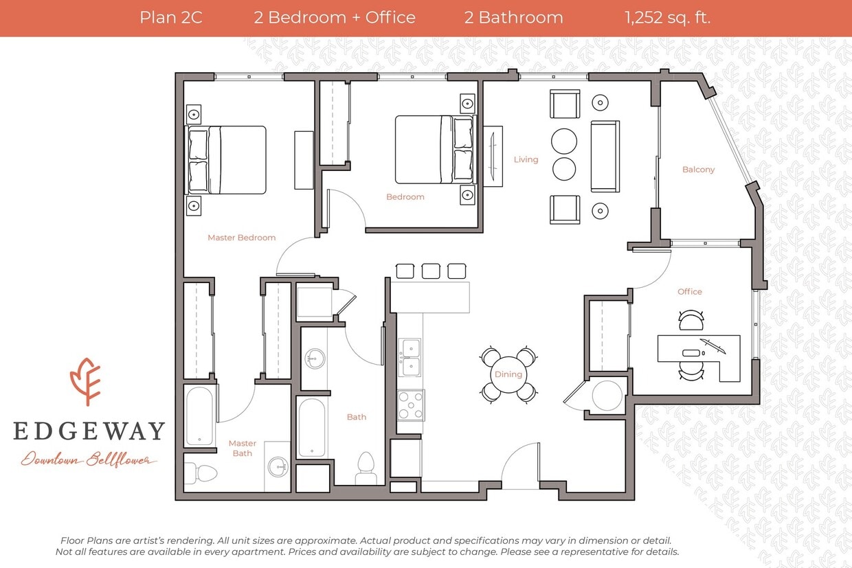 Floor Plan - Plan 2C - Junior 3 Bedroom, 2 Bath