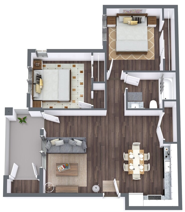 2 bed, 1 bath Type B - Plan B