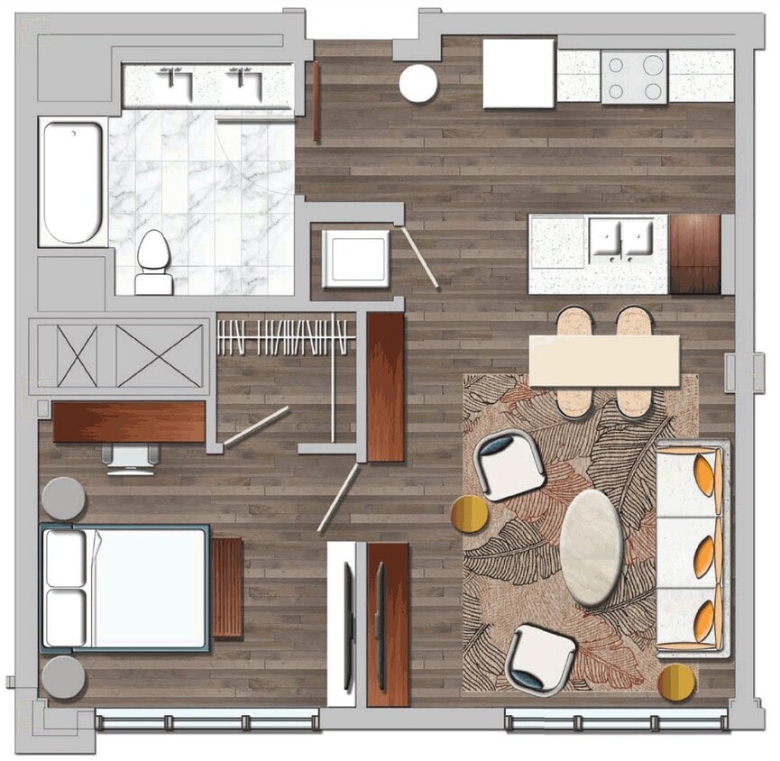 Floor Plan - 1 Bedroom Q