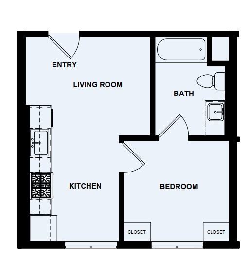 Floor Plan - 1x1 - Plan B