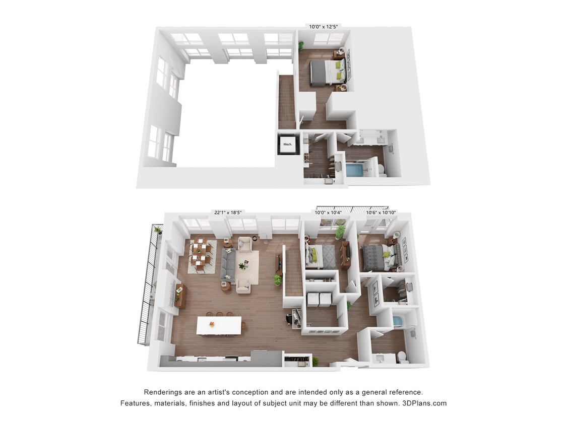 Floor Plan - 3 Bedroom, 2 Bath Townhome