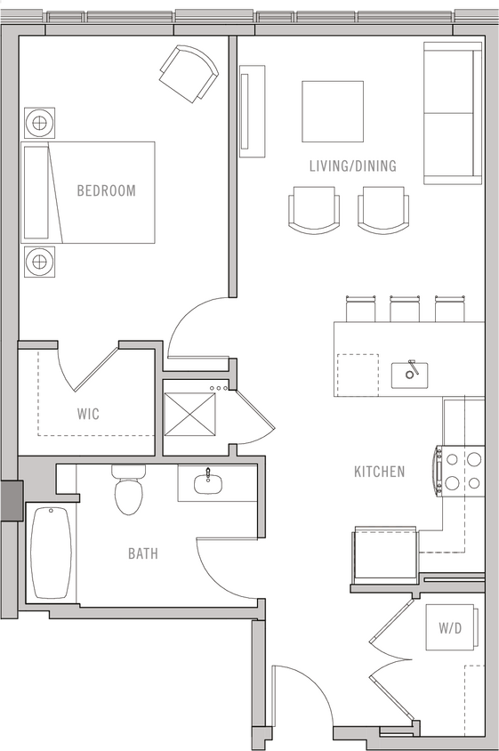 Floor Plan - 1 Bed-1 Bath-B4
