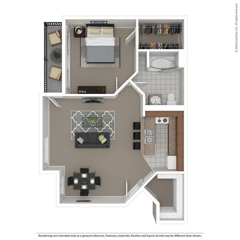 Floor Plan - Large 1 Bed 1 Bath City Slicke