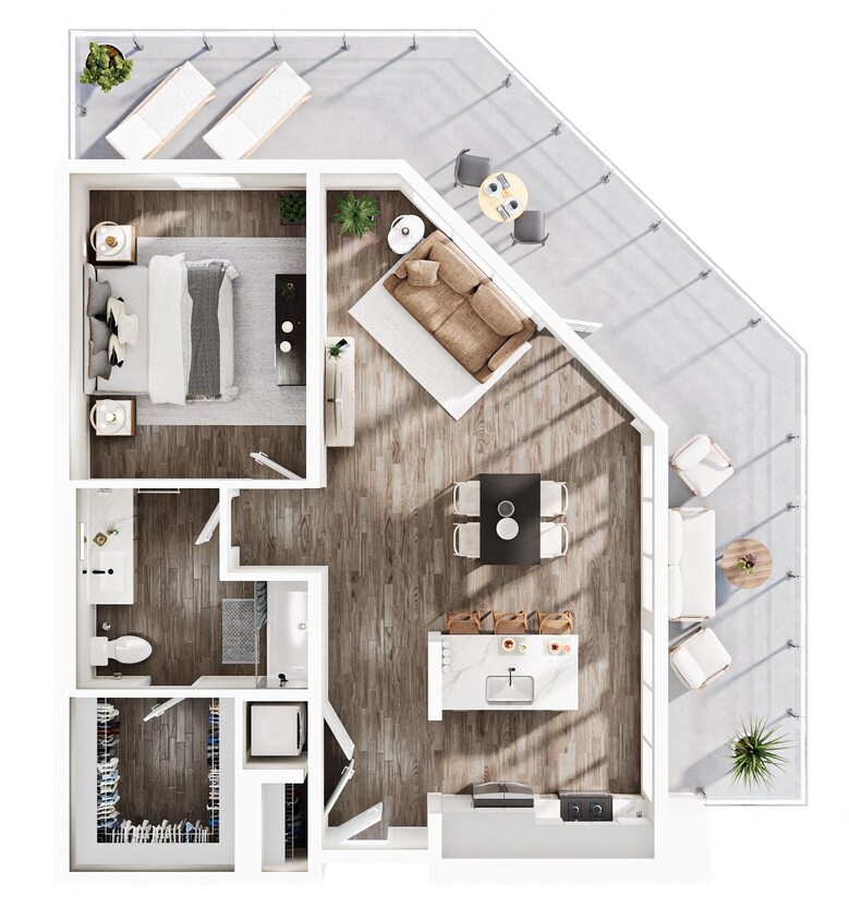 Floor Plan - 1 Bedroom | 1 Bath | Plan A16