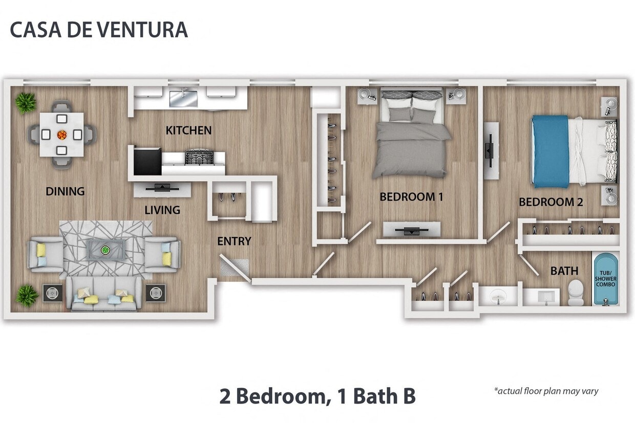 Floor Plan - 2 Bedroom, 1 Bath